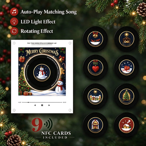 Festive USB-C Rechargeable Rotatable LED Light & NFC Music Player Fridge Magnet - Perfect Holiday Gift, Ready to Ship!